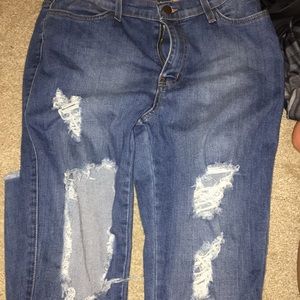 Distressed mom jeans